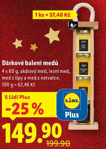 Dárkové balení medů, 4x 60 g