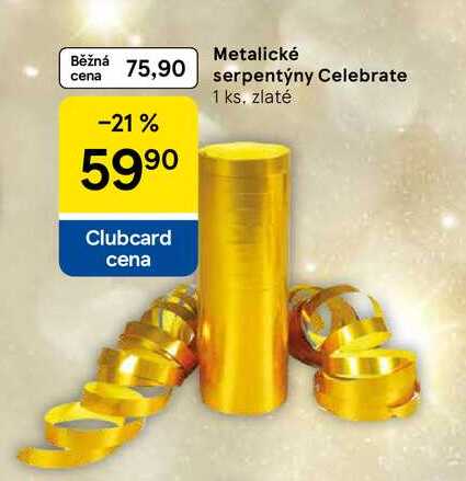 Metalické serpentýny Celebrate, 1 ks, zlaté