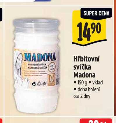Hřbitovní svíčka Madona 150 g