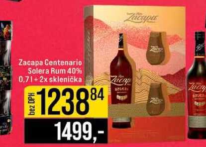 Zacapa Centenario Solera Rum 40% 0,7l+2x sklenička
