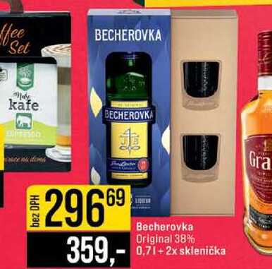 Becherovka Original 38% 0,7l+ 2x sklenička