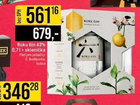 Roku Gin 43% 0.7l+ sklenička