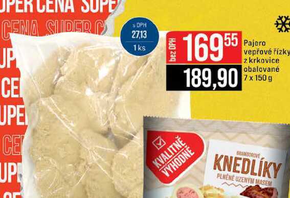 Pajero vepřové řízky z krkovice obalované 7 x 150 g