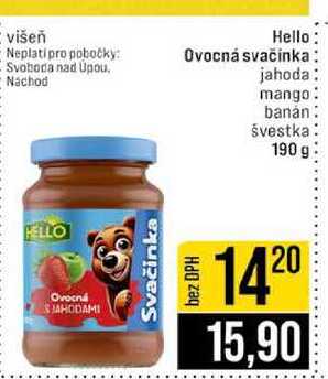 Hello Ovocná svačinka jahoda mango banán švestka 190 g
