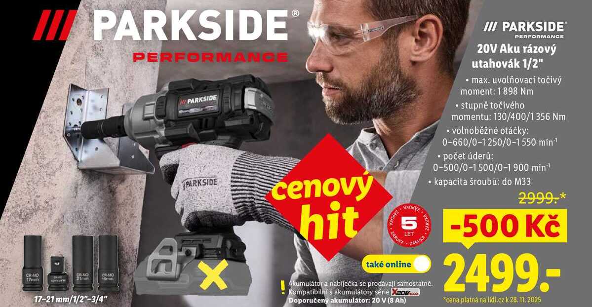 20V Aku rázový utahovák 1/2"