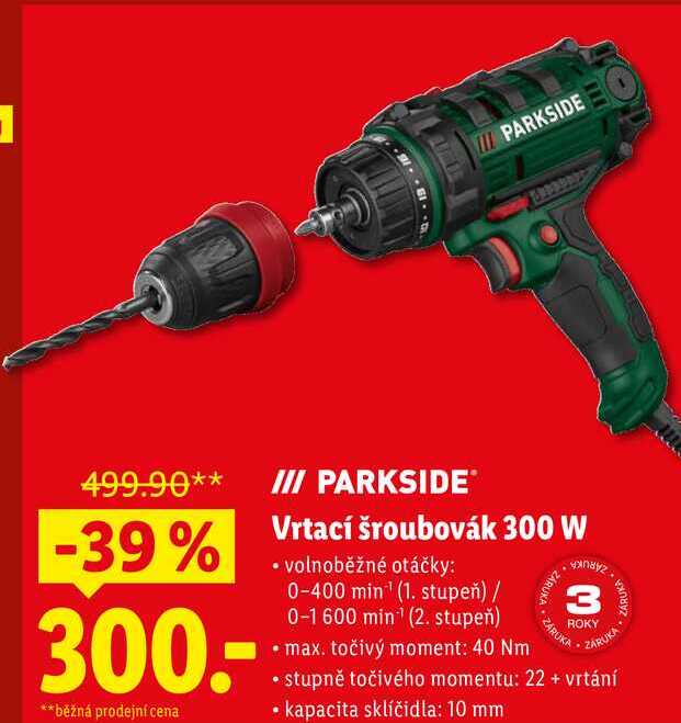 Vrtací šroubovák 300 W