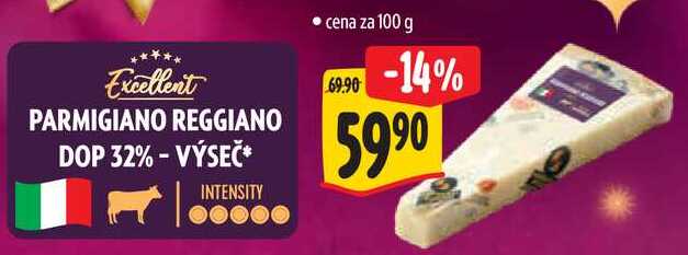 PARMIGIANO REGGIANO DOP 32% - VÝSEČ, cena za 100 g  