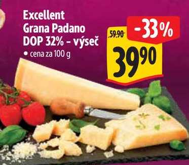 Excellent Grana Padano DOP 32% - výseč, cena za 100 g  