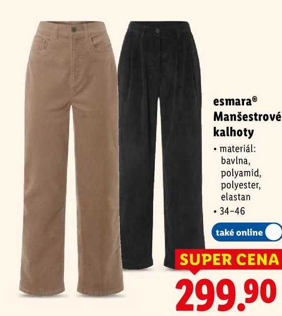 esmaraⓇ Manšestrové kalhoty