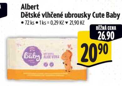 Albert Dětské vlhčené ubrousky Cute Baby, 72 ks