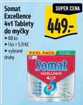 Somat Excellence 4v1 Tablety do myčky, 88 ks
