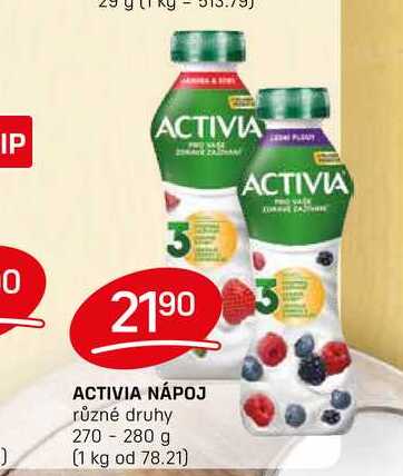 ACTIVIA NÁPOJ různé druhy 270 - 280 g