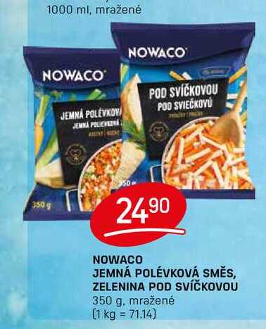 NOWACO JEMNÁ POLÉVKOVÁ SMĚS, ZELENINA POD SVÍČKOVOU 350 g. mražené