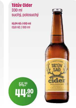 Tátův Cider 330 ml suchý, polosuchý