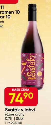 Svařák v lahvi různé druhy 0,75l