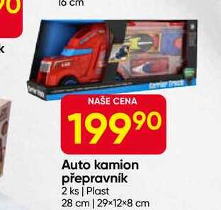 Auto kamion přepravník 2 ks, Plast 28 cm, 29x12x8 cm 