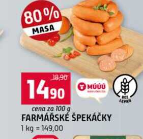 MÚÚÚ FARMÁŘSKÉ ŠPEKÁČKY 1 kg 100g