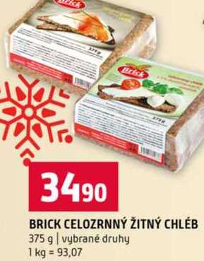 BRICK CELOZRNNÝ ŽITNÝ CHLÉB 375 g vybrané druhy 
