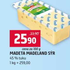 MADETA MADELAND SÝR 45% tuku 100g