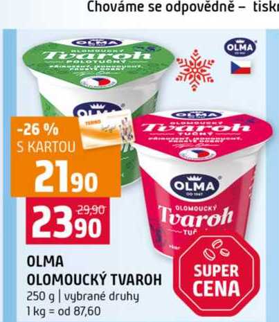 OLMA OLOMOUCKÝ TVAROH 250 g vybrané druhy