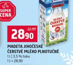 MADETA JIHOČESKÉ MLEKO ČERSTVE 35 ČERSTVÉ MLÉKO PLNOTUČNÉ 1l 3,5% tuku