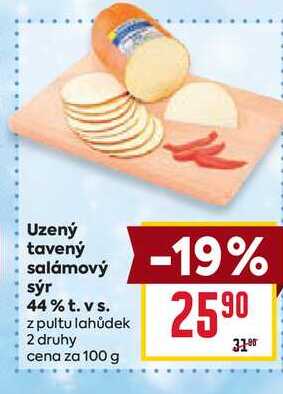 Uzený tavený salámový sýr 44% t. vs. z pultu lahůdek 100g