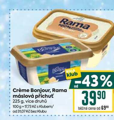 Crème Bonjour, Rama od 43% máslová příchuť 225 g