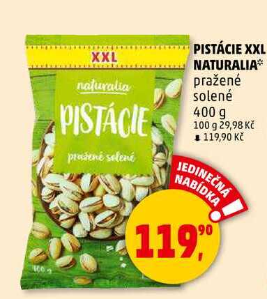 PISTÁCIE XXL NATURALIA pražené solené, 400 g