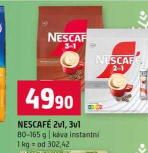 NESCAFÉ 2v1, 3v1 80-165 g káva instantni