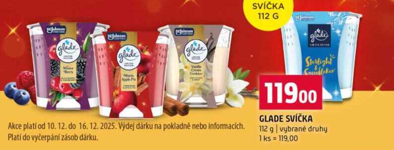 GLADE SVÍČKA 112 g vybrané druhy