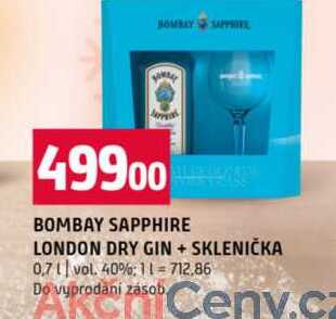 BOMBAY SAPPHIRE LONDON DRY GIN + SKLENIČKA 0,7l vol. 40%