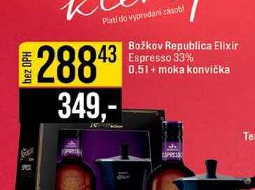 Božkov Republica Elixir 43 Espresso 33% 0.5l+ moka konvička
