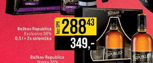 Božkov Republica Exclusive 38% 0,5l+2x sklenička