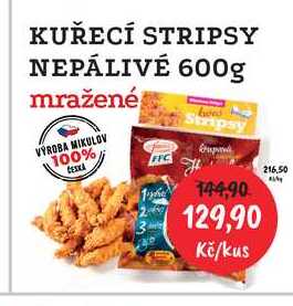 KUŘECÍ STRIPSY NEPÁLIVÉ 600g mražené