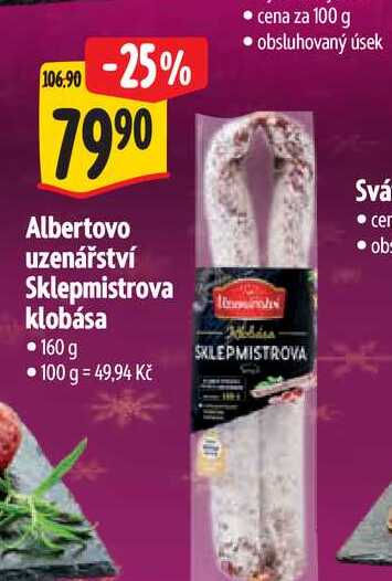 Albertovo uzenářství Sklepmistrova klobása 160 g