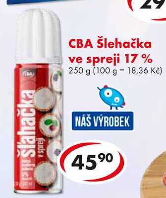 CBA Šlehačka ve spreji 17%, 250 g v akci