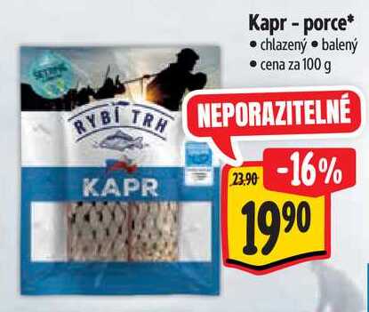 Kapr - porce, cena za 100 g 