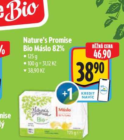  Nature's Promise Bio Máslo 82% 125 g   v akci