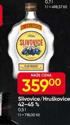 R. Jelínek budík Slivovice/Hruškovice- 42-45% 0,5l