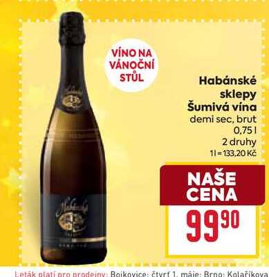 Habánské sklepy Šumivá vína demi sec, brut 0,75l