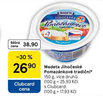 Madeta Jihočeské Pomazánkové tradiční, 150 g, více druhů