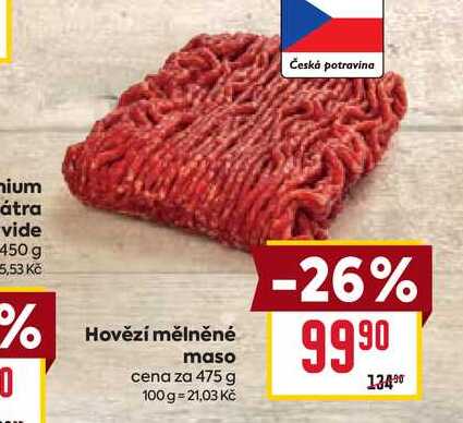 Hovězí mělněné maso cena za 475 g 