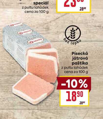 Písecká játrová paštika z pultu lahůdek cena za 100 g
