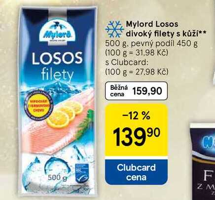 Mylord Losos divoký filety s kůží, 500 g. pevný podíl 450 g