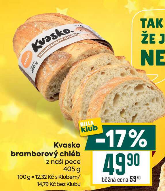 Kvasko bramborový chléb z naší pece 405 g 