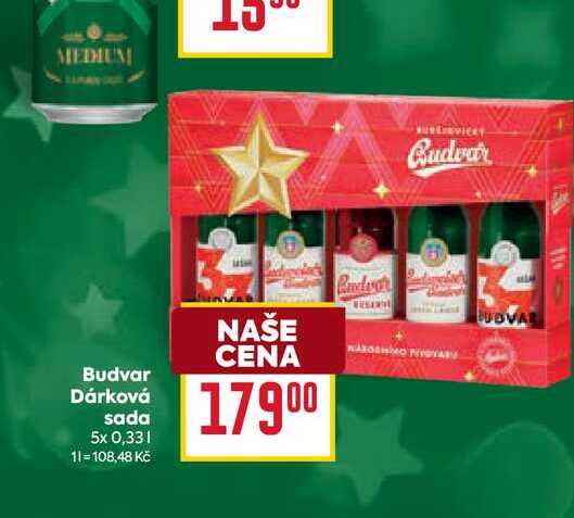 Budvar Dárková sada 5x 0,33l