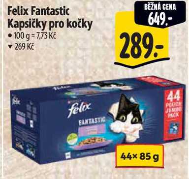 Felix Fantastic Kapsičky pro kočky, 44x 85 g