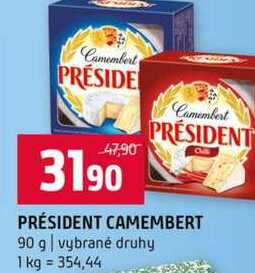 PRÉSIDENT CAMEMBERT 90 g vybrané druhy