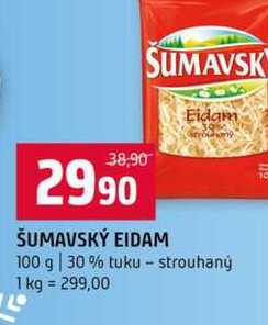 ŠUMAVSKÝ Eidam 100 g 30% tuku strouhaný 