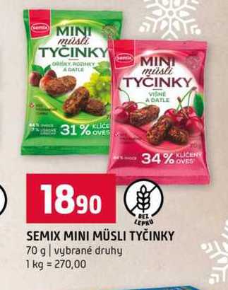 SEMIX MINI MÜSLI TYČINKY 70 g vybrané druhy